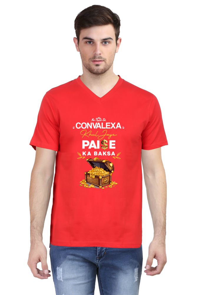 ConvaLexa, Khul Jaye Paise Ka Baksa V-Neck T-shirt For Men