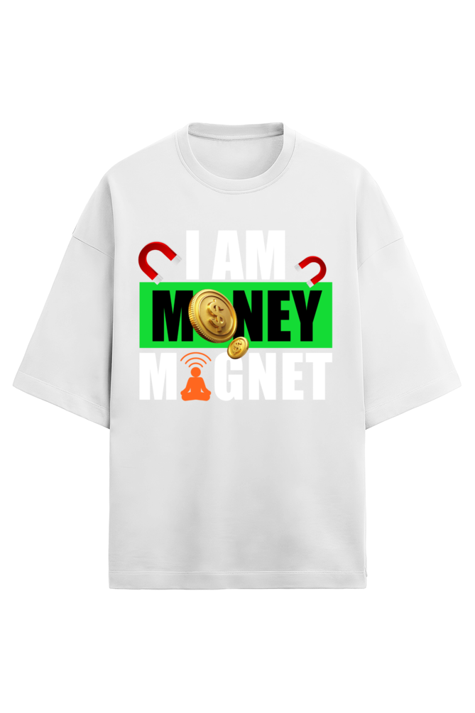 Terry Oversized T-Shirt for Men with I Am Money Magnet