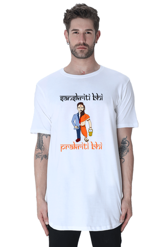 White ConvaLexa Baba on Longline Curved T-shirt