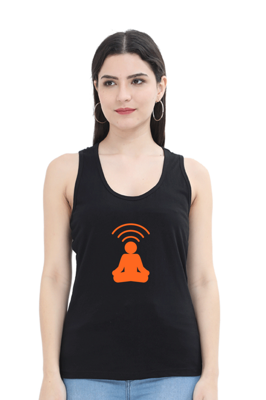 Women Tank Top Black Human WiFi