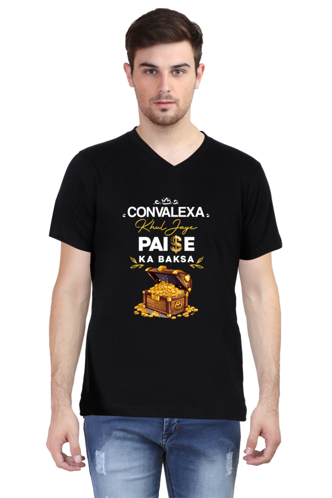 ConvaLexa, Khul Jaye Paise Ka Baksa V-Neck T-shirt For Men