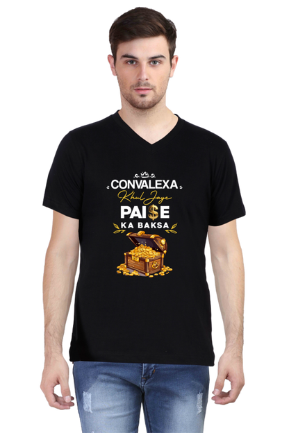 ConvaLexa, Khul Jaye Paise Ka Baksa V-Neck T-shirt For Men