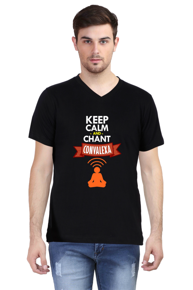 Keep Calm And Chant ConvaLexa V-Neck Black T-Shirt Men