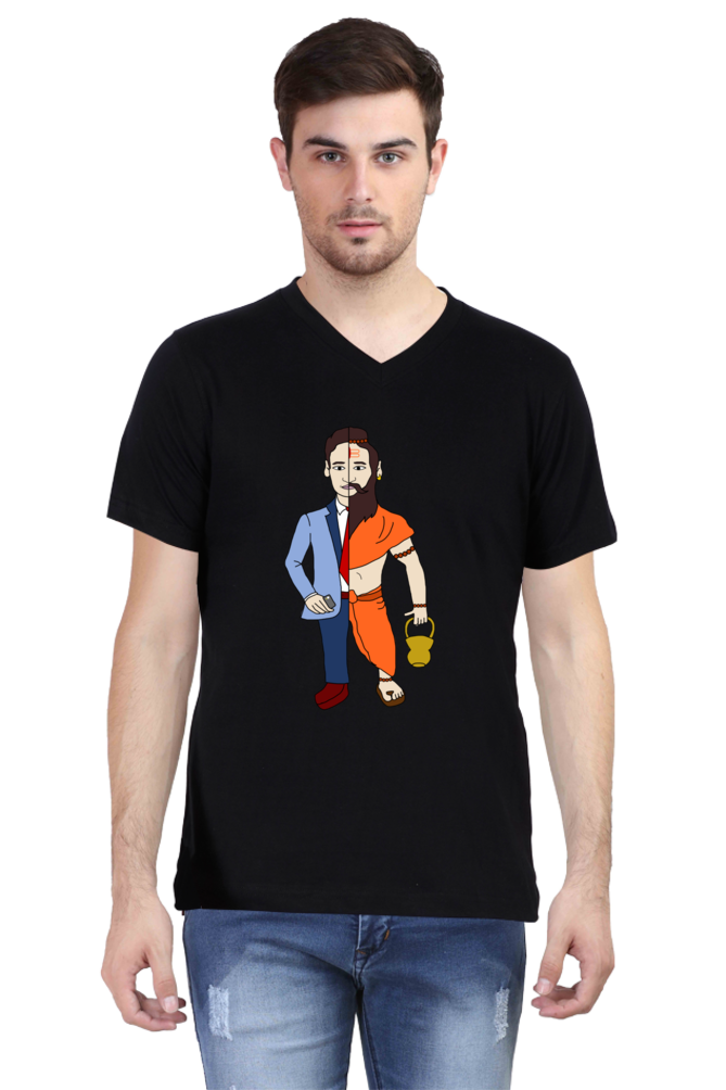 ConvaLexa BaBa Black V-Neck T-shirt For Men