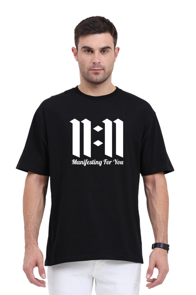 Black Oversized Classic T-shirt For Men 11:11 Manifestation