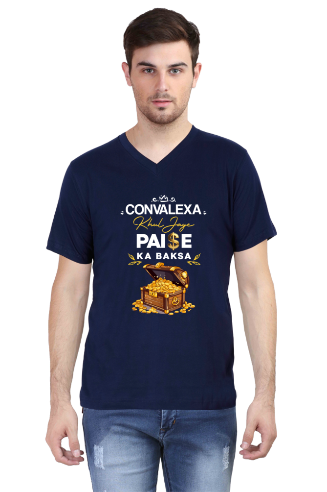 ConvaLexa, Khul Jaye Paise Ka Baksa V-Neck T-shirt For Men