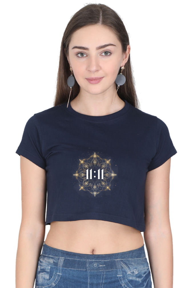 Women 11:11 Crop Top Black and Navy Blue