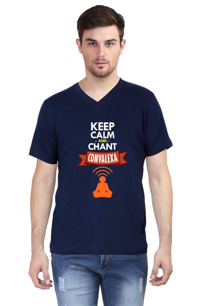 Keep Calm And Chant ConvaLexa V-Neck Black T-Shirt Men