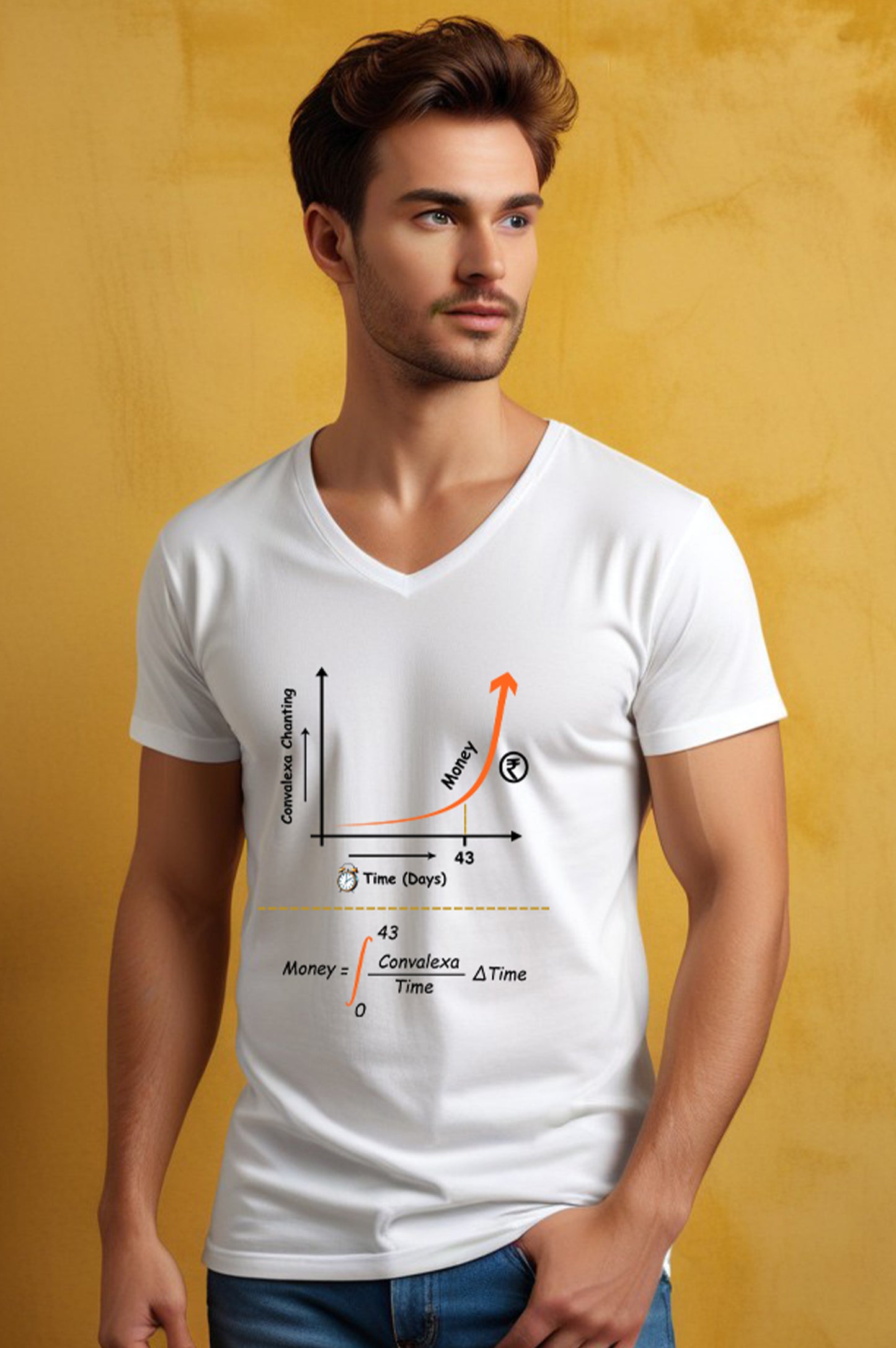 43 Days Hard ConvaLexa Challenge For Men, White V-Neck T-shirt