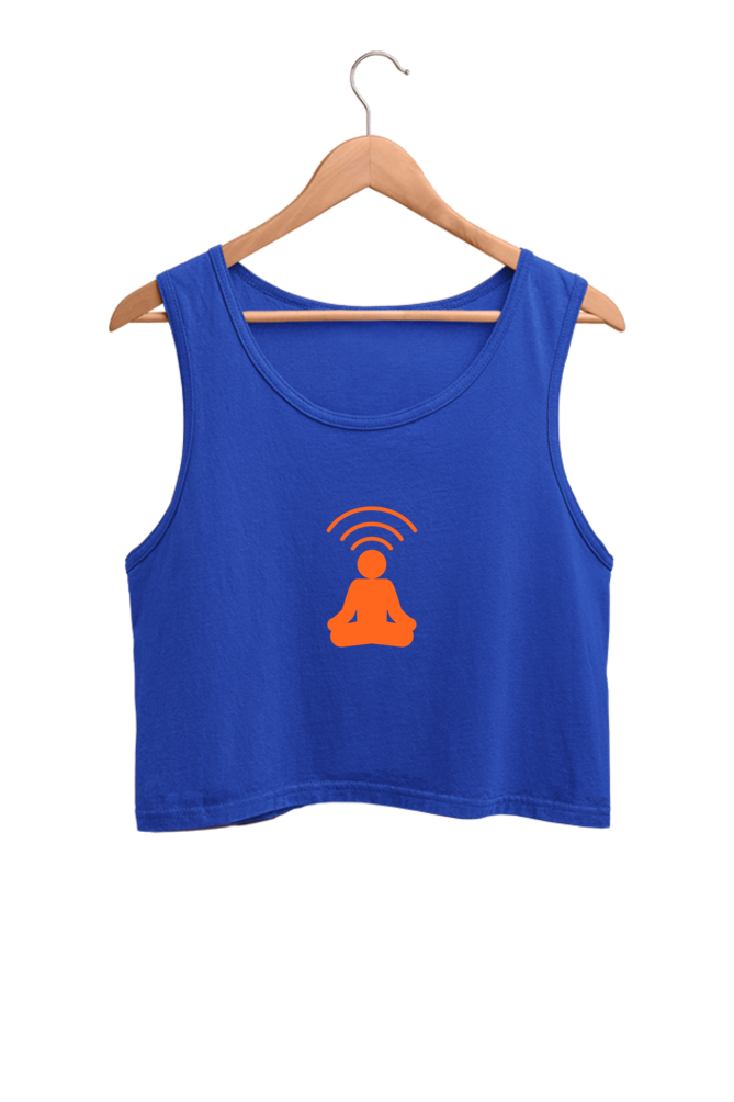 Women Crop Tank Blue Human WiFi