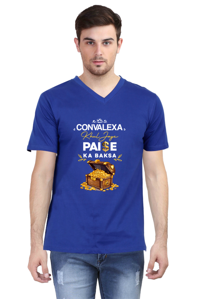 ConvaLexa, Khul Jaye Paise Ka Baksa V-Neck T-shirt For Men