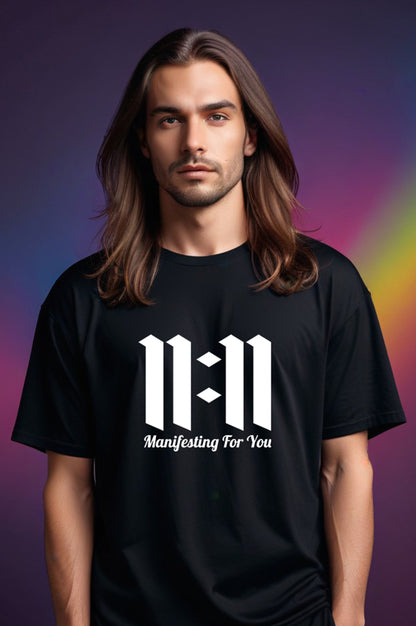 Black Oversized Classic T-shirt For Men 11:11 Manifestation