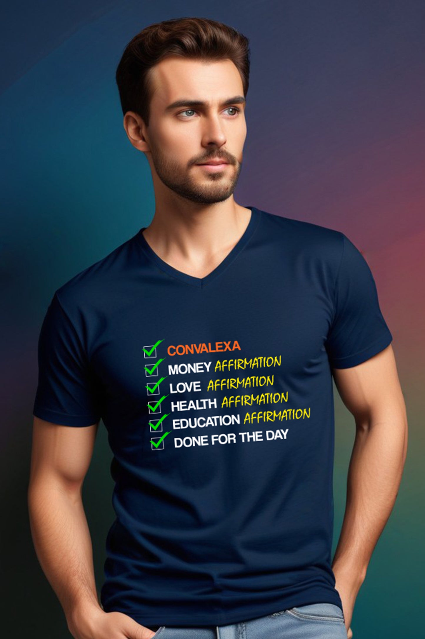 Men Daily Affirmations V-Neck T-Shirt