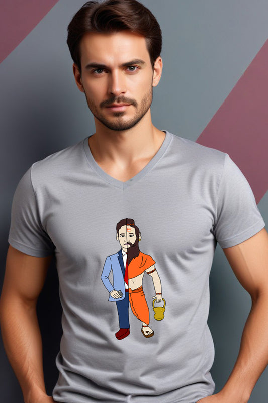 ConvaLexa BaBa Sanatana V-Neck T-shirt For Men