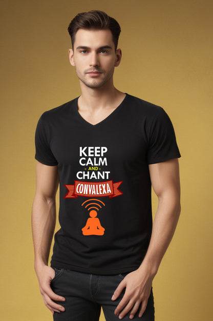 Keep Calm And Chant ConvaLexa V-Neck Black T-Shirt Men