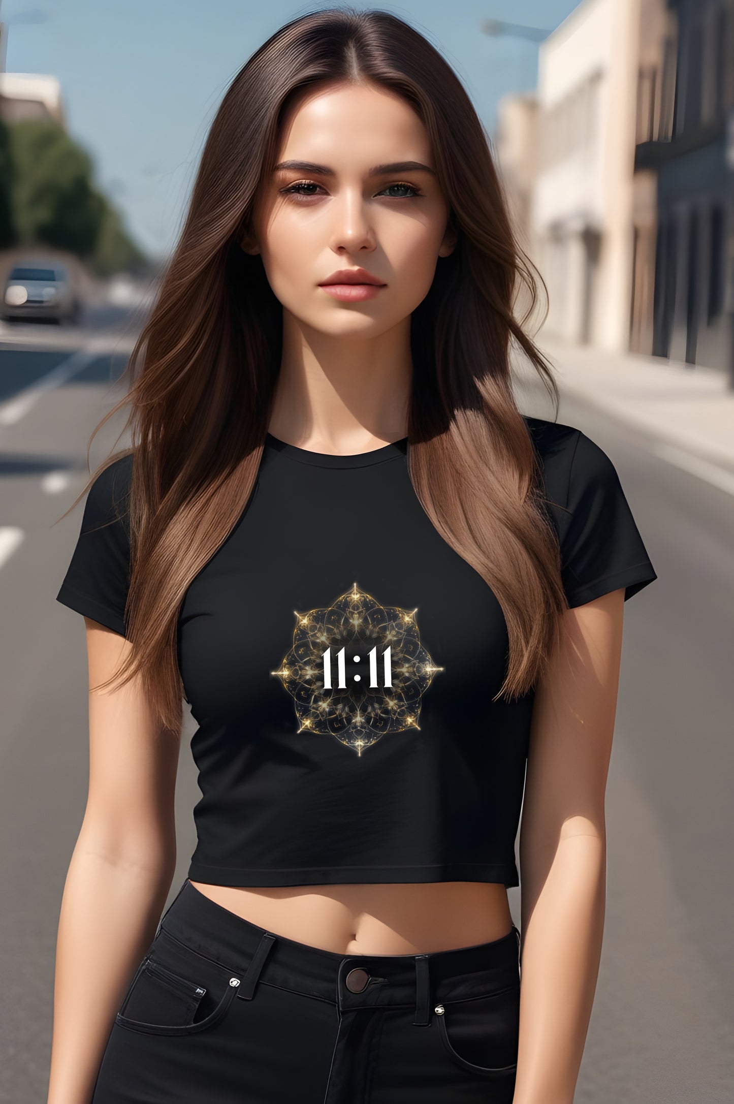 Women 11:11 Crop Top Black and Navy Blue