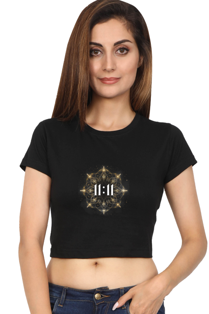 Women 11:11 Crop Top Black and Navy Blue