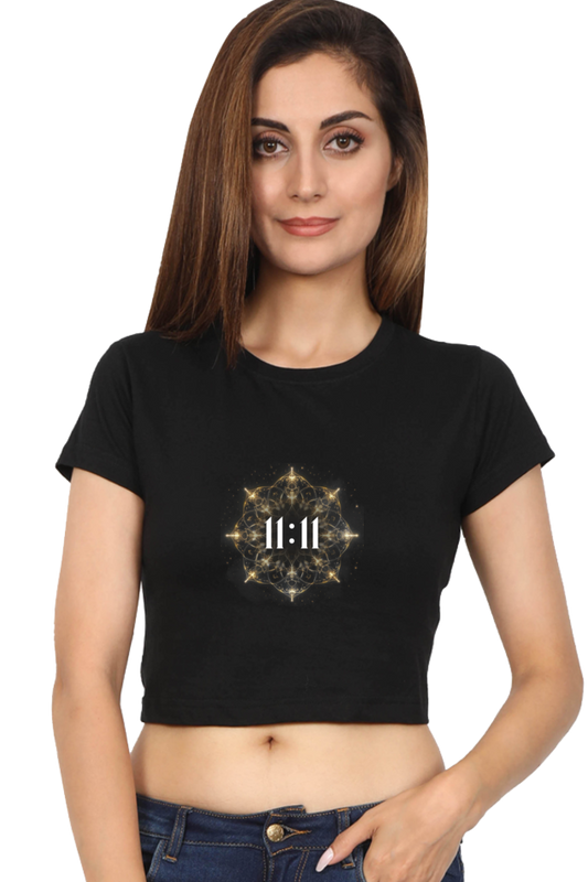 Women 11:11 Crop Top Black and Navy Blue